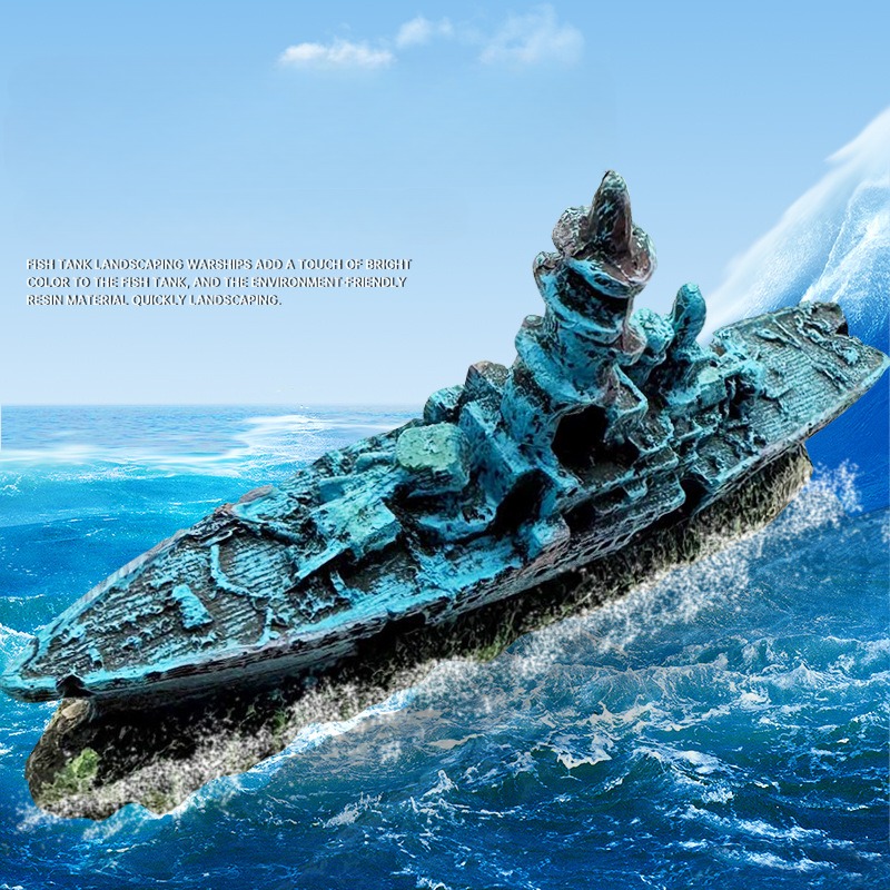 Resin Damaged Navy War Boat Sh - Aquarium Marineland 评论和价格