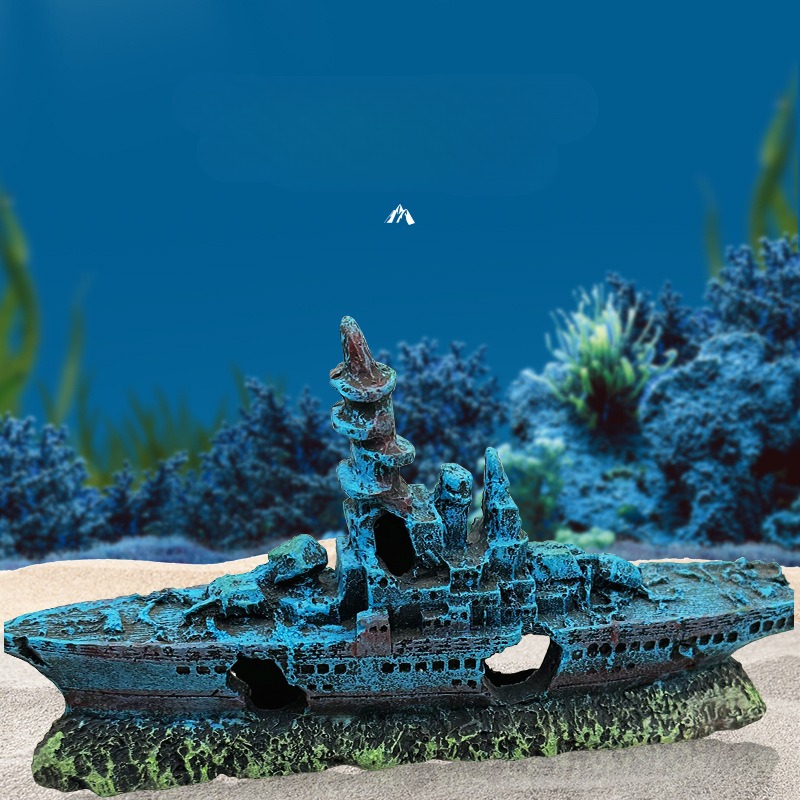 Resin Damaged Navy War Boat Sh - Aquarium Marineland 评论和价格