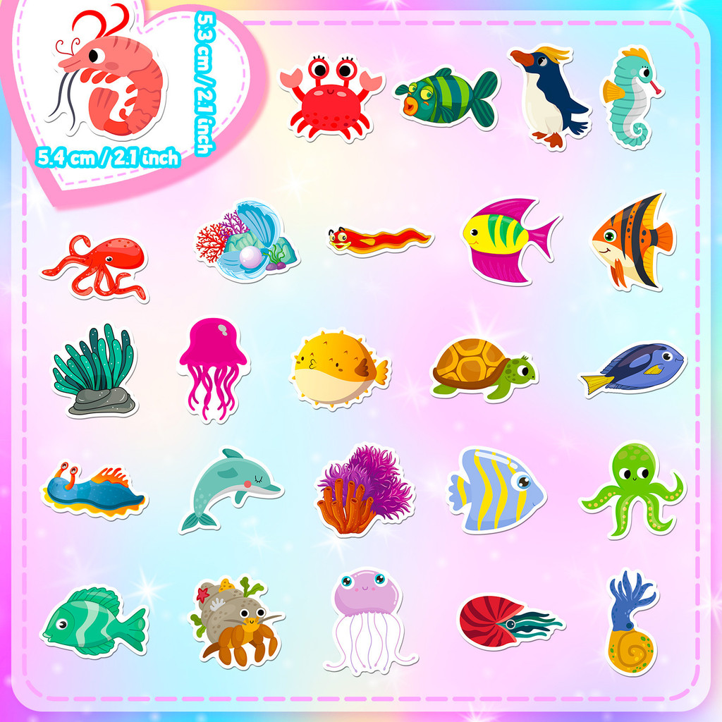 50Pcs Marine Life Stickers - C - Marine Aquarium Design 评论和价格