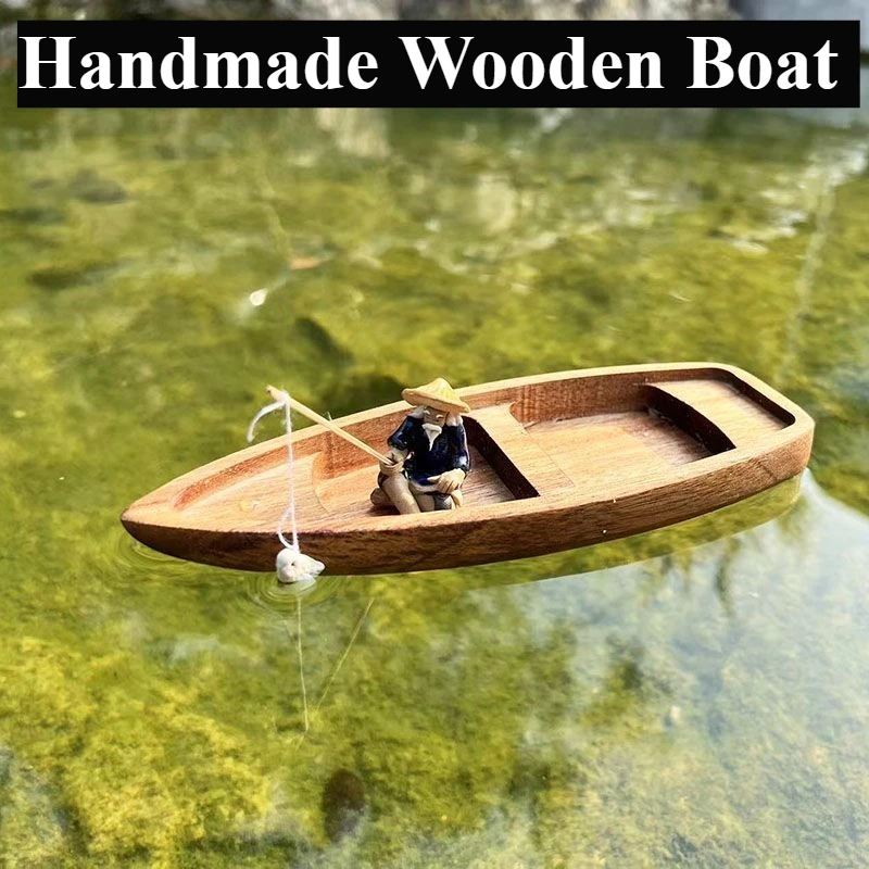 Handmade Wooden Boat Mini Floa - Aquarium Marineland 评论和价格