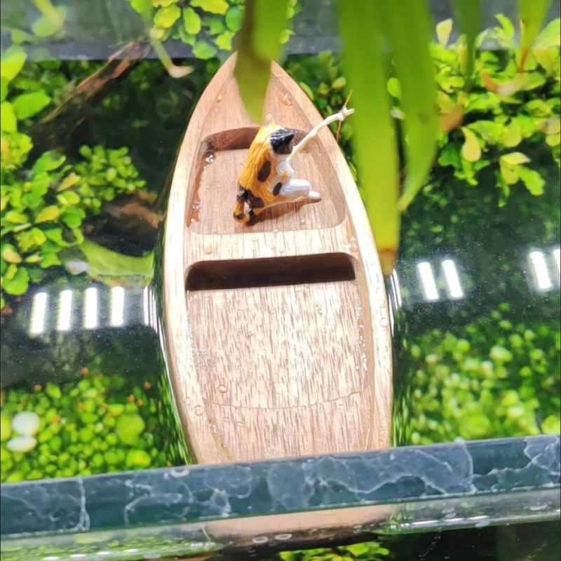 Handmade Wooden Boat Mini Floa - Aquarium Marineland 评论和价格